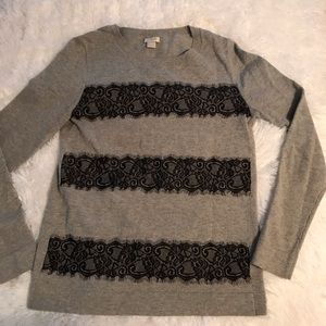 J. CREW Lace Stripe Sweater